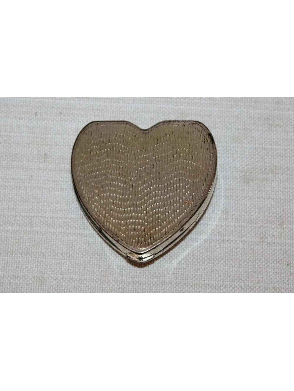 Vintage U.S. Navy Heart Shaped Compact Mirror Powder Puff Eagle Anchor Emblem